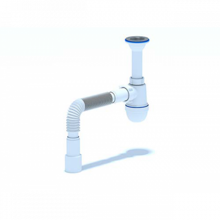Сифон для раковины и мойки, выпуск 1 1/2"х40, гибкая труба 40х40/50 АНИ пласт C0515  фото №1