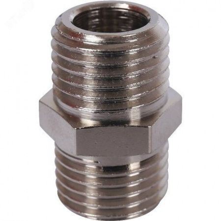 Ниппель латунный    1/4″ Н-Н никель STOUT SFT-0004-001414 фото №1