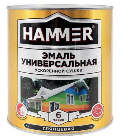 Эмаль универсальная зеленая, 2,7 кг ускоренной сушки глянцевая HAMMER (335041) фото №1