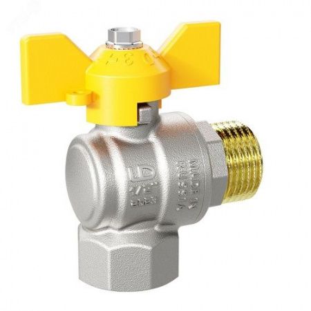 Кран шаровой для газа угловой 1/2" В-Н бабочка LD Pride 47.15.В-Н.У.Б GAS фото №1