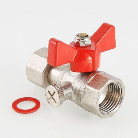 Кран шаровой для подключения манометра 1/2"х1/2" В-В с прокладкой и натяжной гайкой Valtec VT.807.N.0404 фото №1